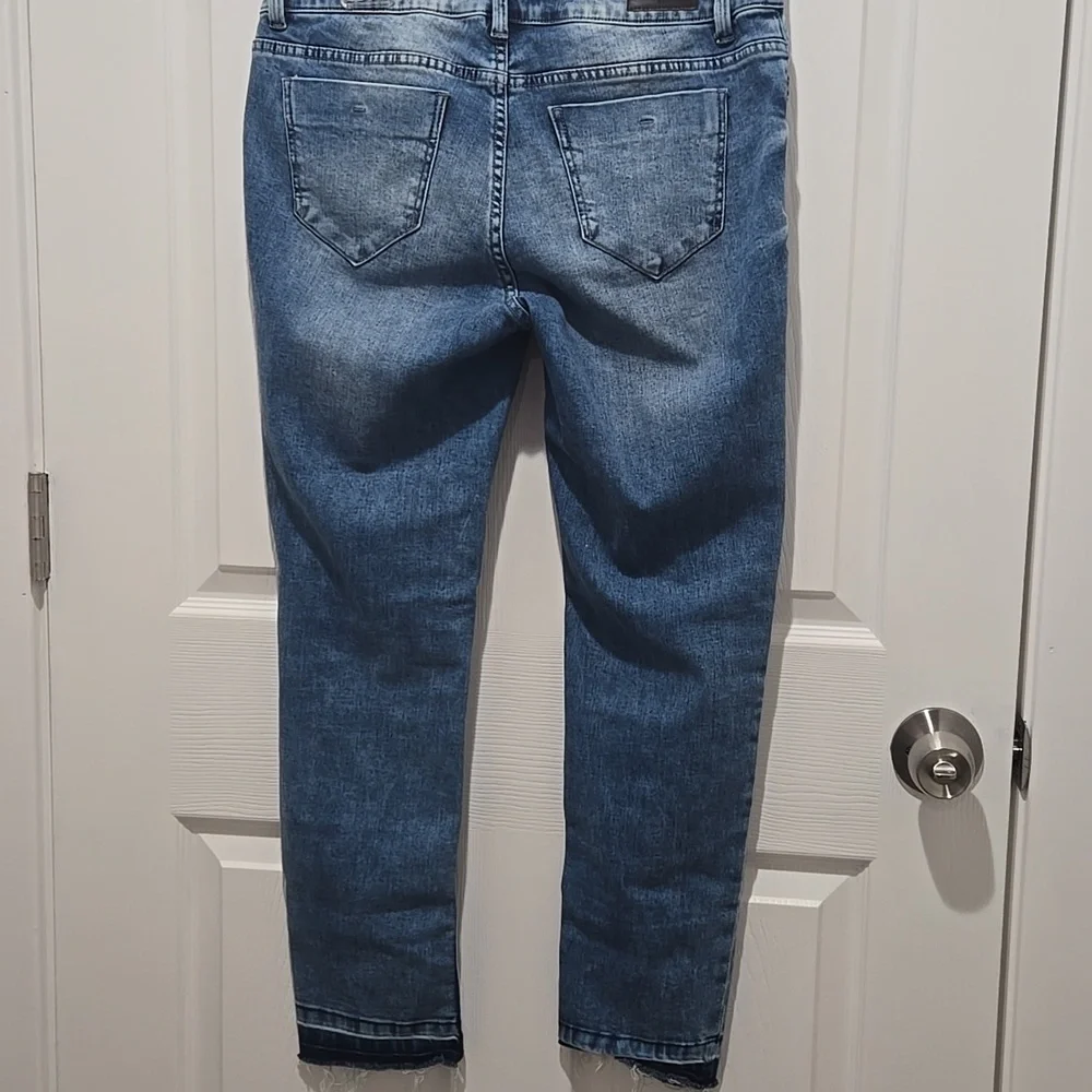 Kenneth Cole Reaction ankle cropped skinny blue jeans size 8